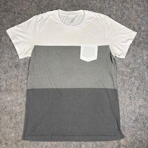 Blue Crown T-Shirt‎ Mens Medium Grey White Color Block Pocket Tee Short Sleeve